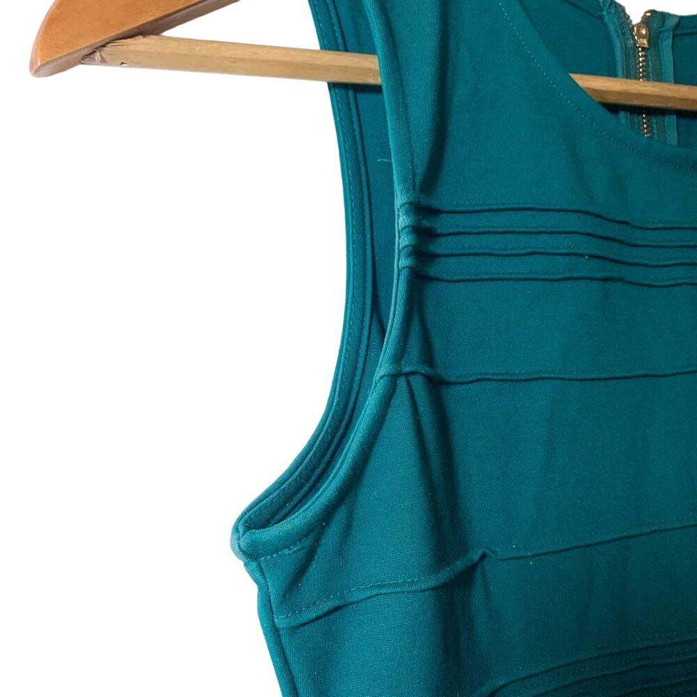 Parker Lacey Pin Tuck Fit and Flare Sleeveless Dress Alpine Teal Green Small - Picture 9 of 14